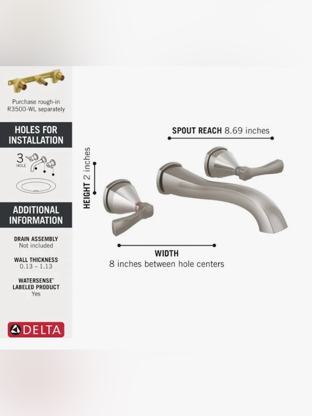 Delta Satin Nickel Wall-Mount Bath Faucet Set